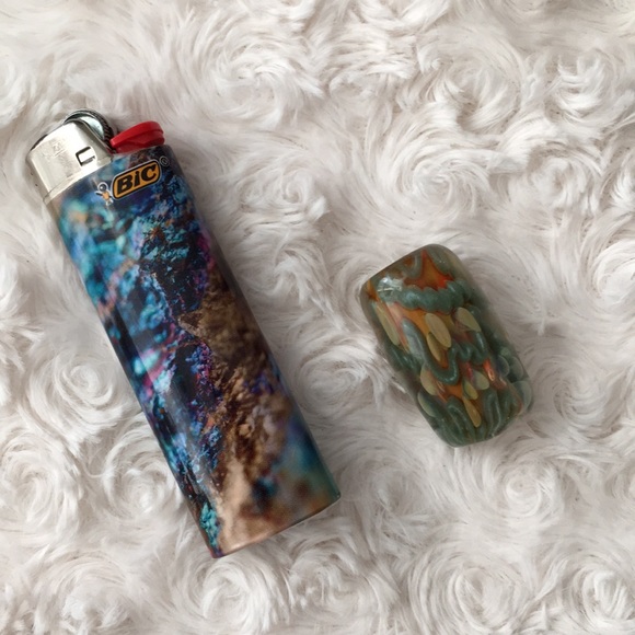 🧿✨ Hand Blown Glass DreadLock Focal Bead hippie deadhead OOAK inside out heavy - Picture 6 of 8